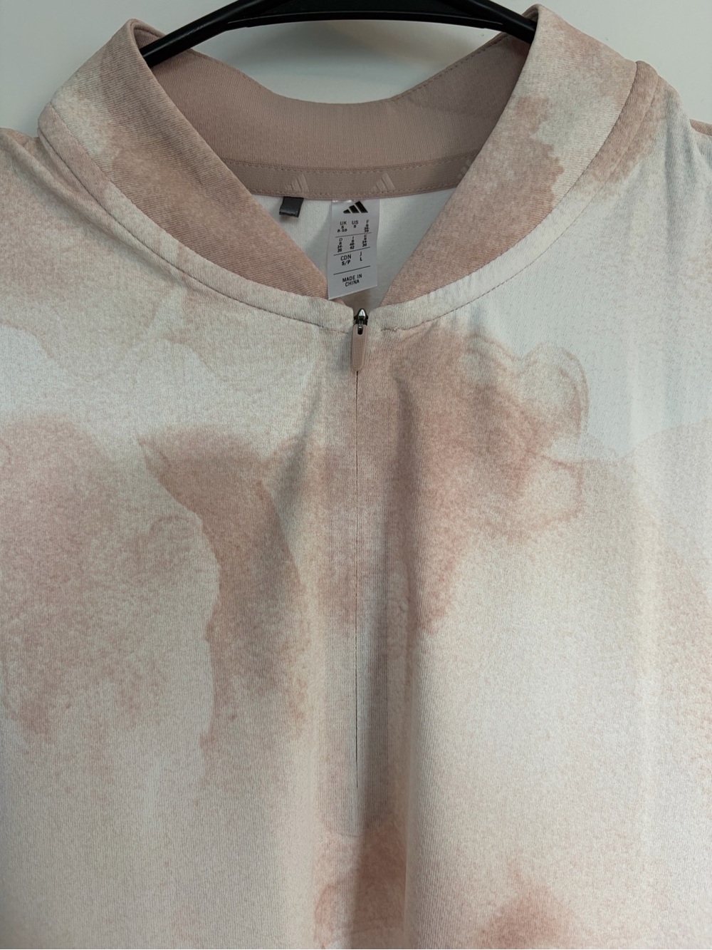 adidas Sleeveless Zip V-Neck Tank in Blush and White Tie-Dye - Picture 3 of 4